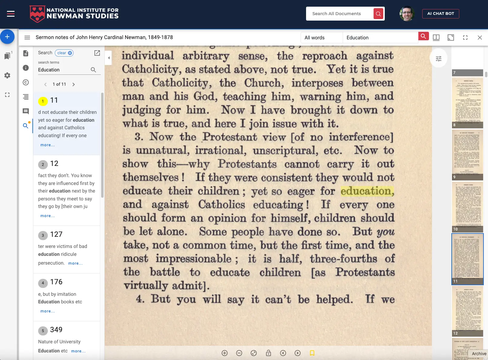 Document viewer with search results and highlighting